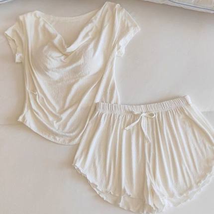 超手感莫代尔~棉韩系睡衣女士春夏季新款短袖外穿家居服夏天套装