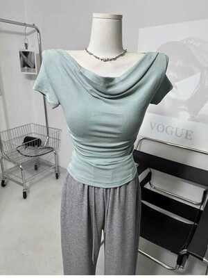 莫代尔短袖T恤纯色不规则修身