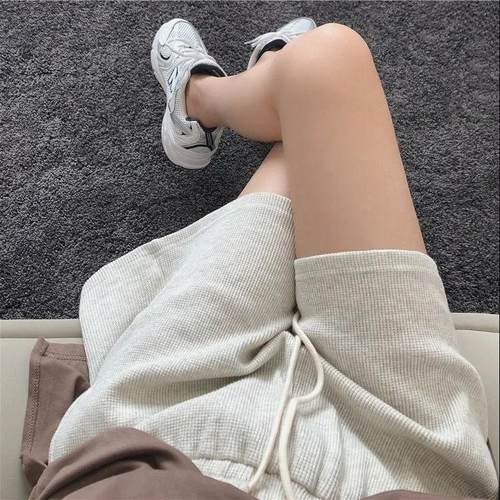 2025夏/透气凉快巨舒适 华夫格面料短裤女高腰a字阔腿热裤学生女