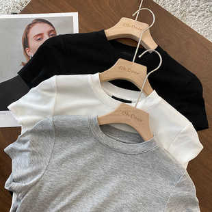 夏冰丝螺纹坑条圆领短袖 零感肌肤 T恤女百搭上衣潮 收2色 墙烈推荐