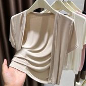 莫代尔棉超弹短袖 外套 开衫 皮肤衣女夏冰丝外搭薄款 披肩防晒衣短款