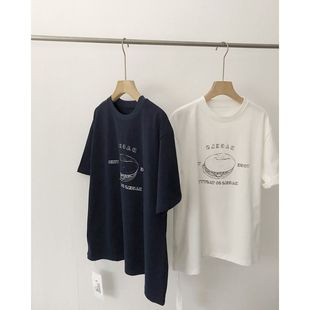 t恤女宽松印花垂坠感遮肉薄款 正肩短袖 上衣 新款 超手感莫代尔夏季