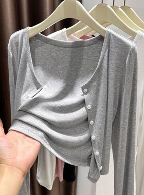 灰色莫代尔防晒开衫女夏外搭吊带裙披肩空调房外披冰丝针织衫外套