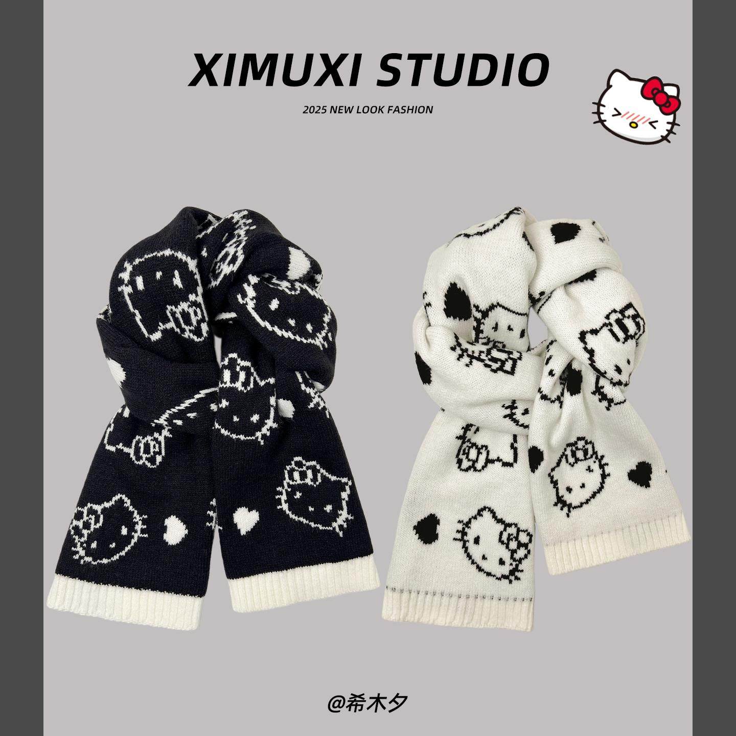 韩版kitty猫咪双面针织围巾女冬季百搭学生情侣保暖防寒毛线围脖,服饰配件/皮带/帽子/围巾,围巾/丝巾/披肩,淘宝优惠券,粉丝福利购,淘宝优惠卷