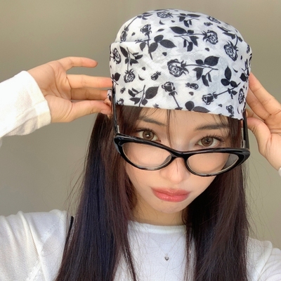 小方巾女丝巾韩国棉麻高级感洋气发带领巾时尚头巾夏季薄款围巾潮