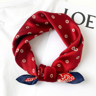 100%silk桑蚕丝真丝小丝巾女薄小方巾韩版 新款 ins清新小碎花春季