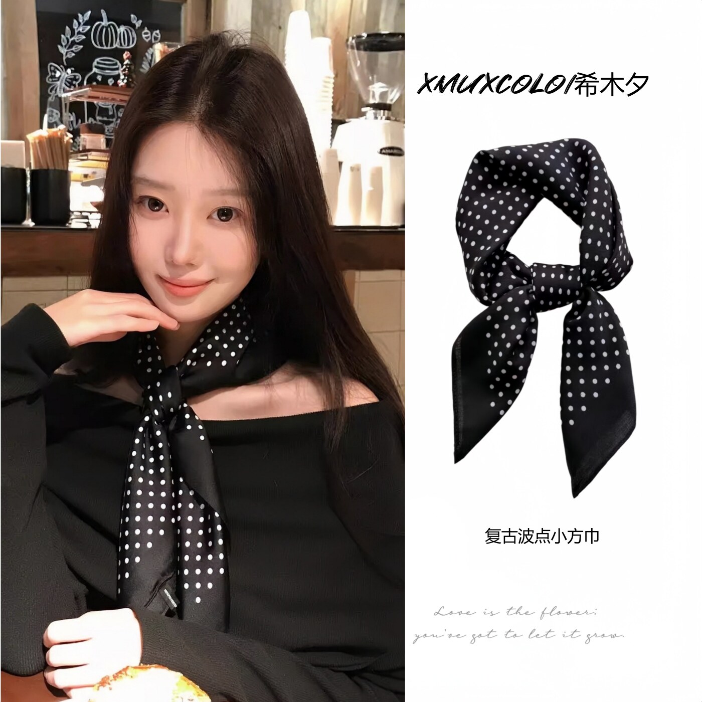 复古波点丝巾女2026年新款轻奢温柔气质小方巾文艺感搭配衬衫领巾