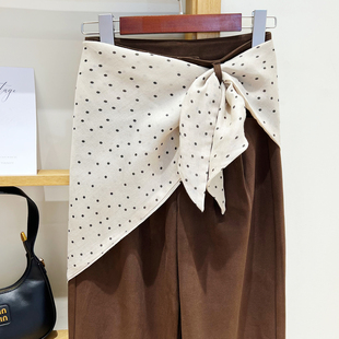 韩国波点棉麻三角巾屁帘女叠穿丝巾2025新款腰巾搭配牛仔裤子腰饰