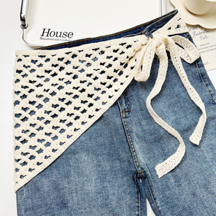 2025新款蕾丝三角巾屁帘女叠穿腰巾腰带腰间配饰搭配牛仔裤裙帘