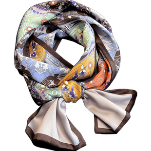 韩版秋季百搭绿色丛林仿真丝丝巾女长条小领巾绑包包飘带细窄围巾