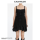 白 两件套吊带蕾丝连衣裙 黑 新品 CALVINLUO