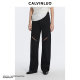 棕 新品 黑色 斜向破洞直筒牛仔裤 CALVINLUO