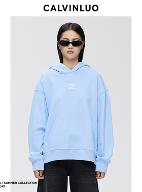 CALVINLUO logo连帽宽松基础百搭卫衣 25SS新品 蓝色/灰色/藏青