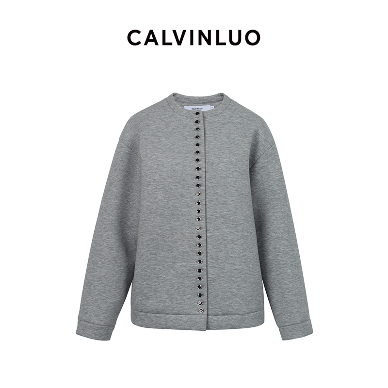 CALVINLUO 空气层纽扣装饰外套 24新品 灰/黑