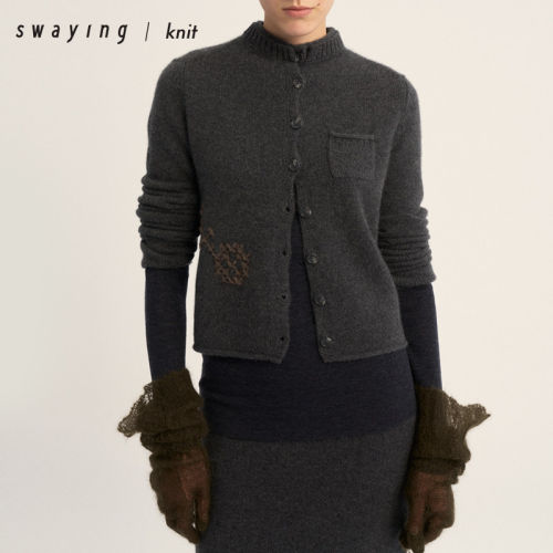 SWAYING官方羊绒手工绣花开衫
