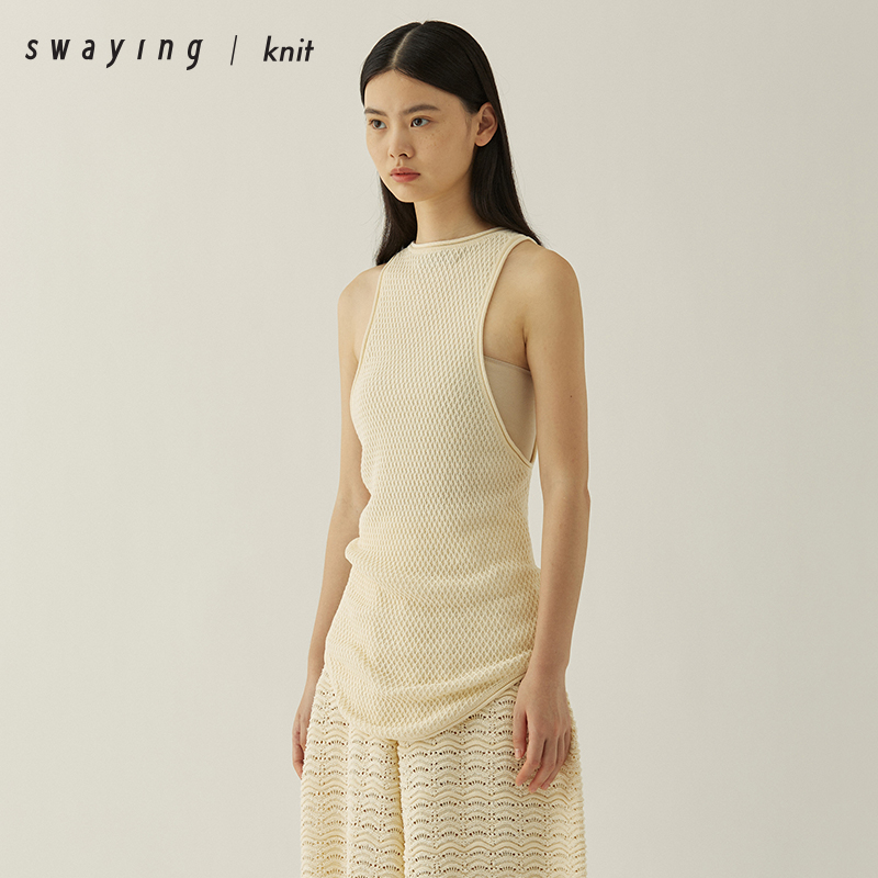 SWAYING官方拼接针织镂空背心
