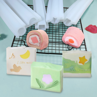 长条爱心夹心管模具硅胶方形云朵圣诞手工皂食品级蛋糕卷内磨具