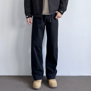半松紧腰百搭显高显瘦长裤 复古水洗休闲黑色直筒牛仔裤 美式 ONUN