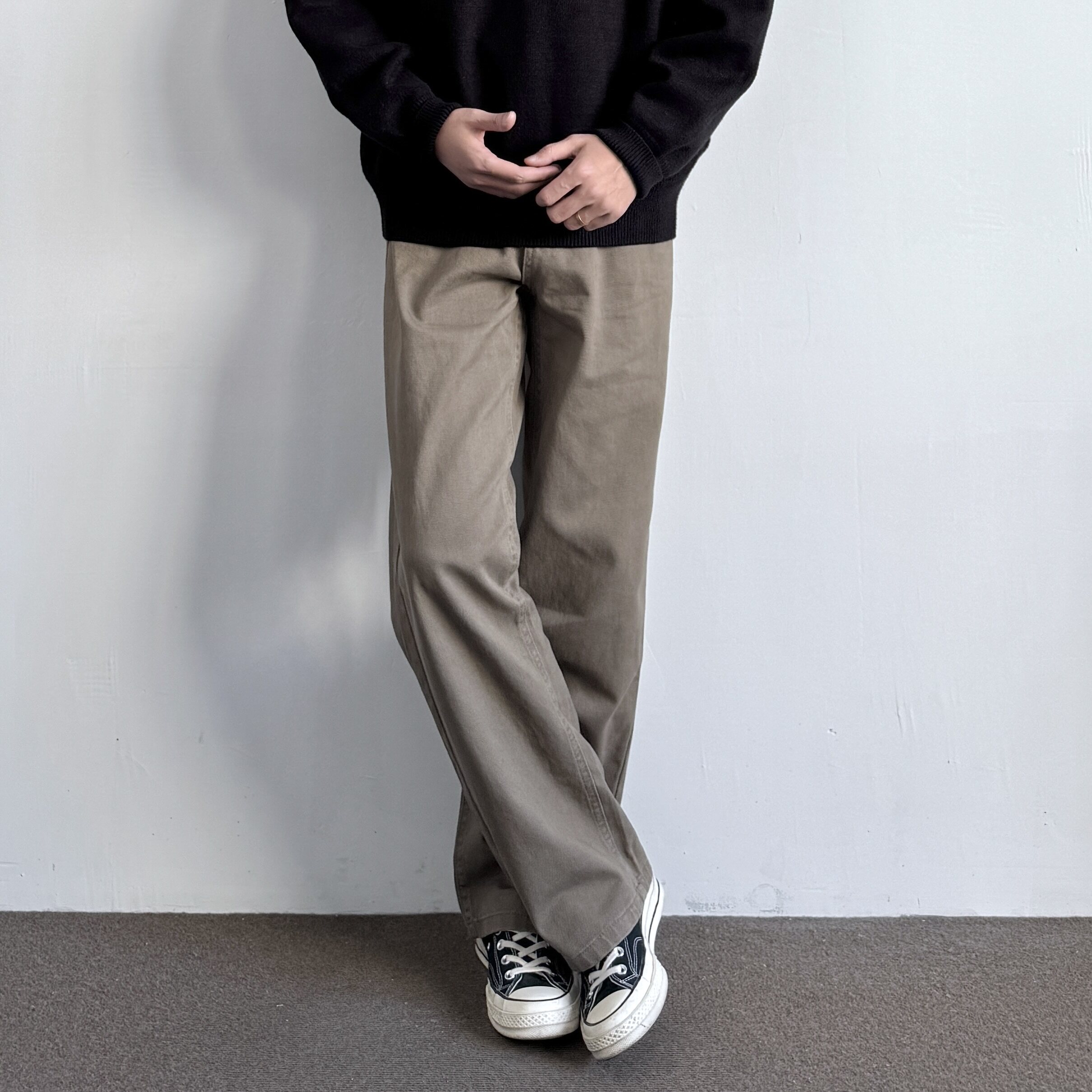 ONUN 美式复古水洗棉质直筒裤百搭纯色显高显瘦宽松休闲工装长裤
