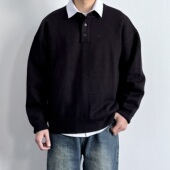 ONUN松弛感老钱复古亨利领毛衣宽松休闲慵懒氛围感套头打底针织衫