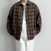 复古经典 格子衬衫 长袖 ONUN 春秋季 日系宽松休闲翻领衬衣外套男女