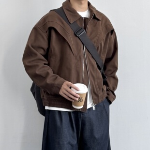 解构拼接cleanfit宽松外套 复古美拉德毛呢翻领外套秋季 ONUN 美式