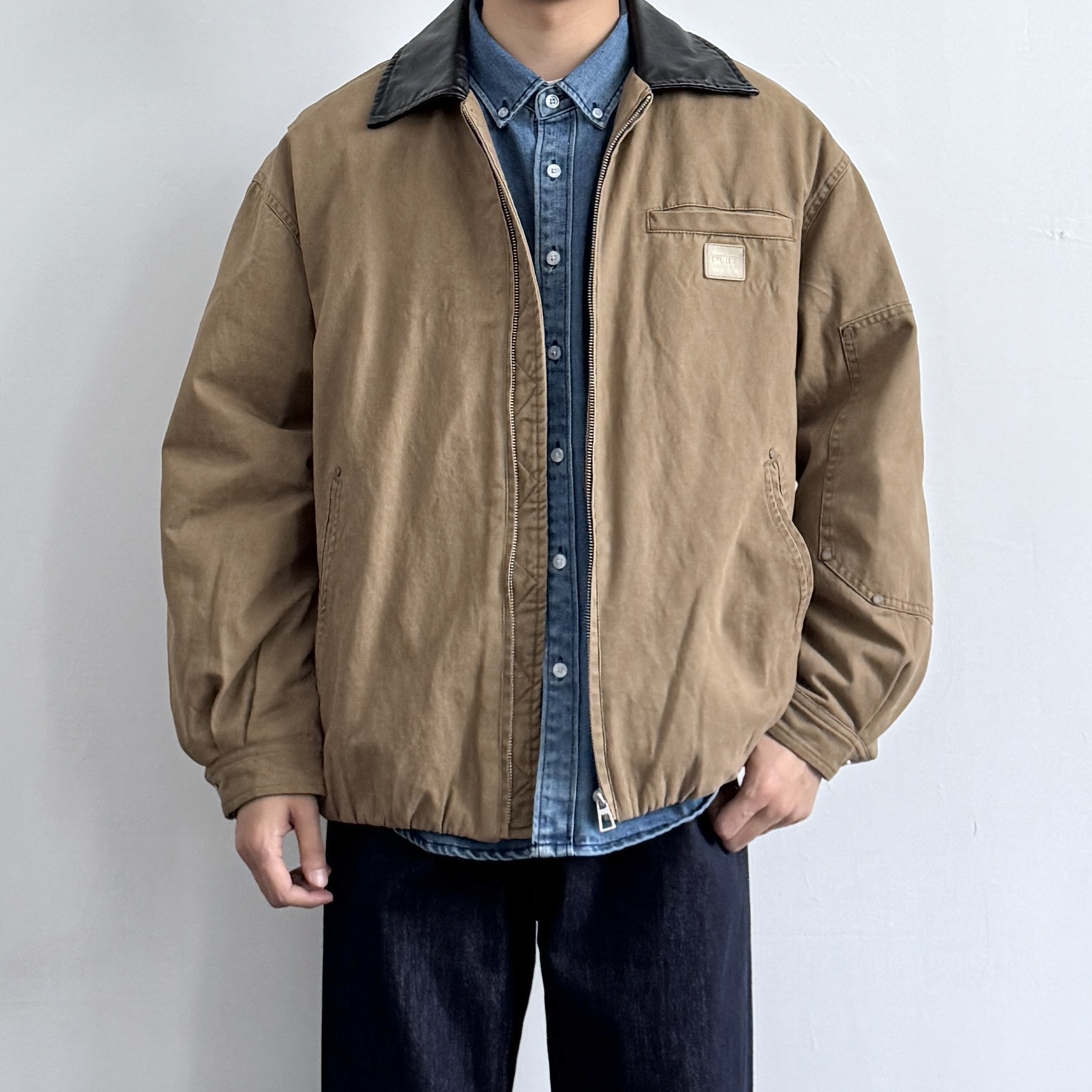 90白鸭绒复古水洗棉质翻领羽绒服