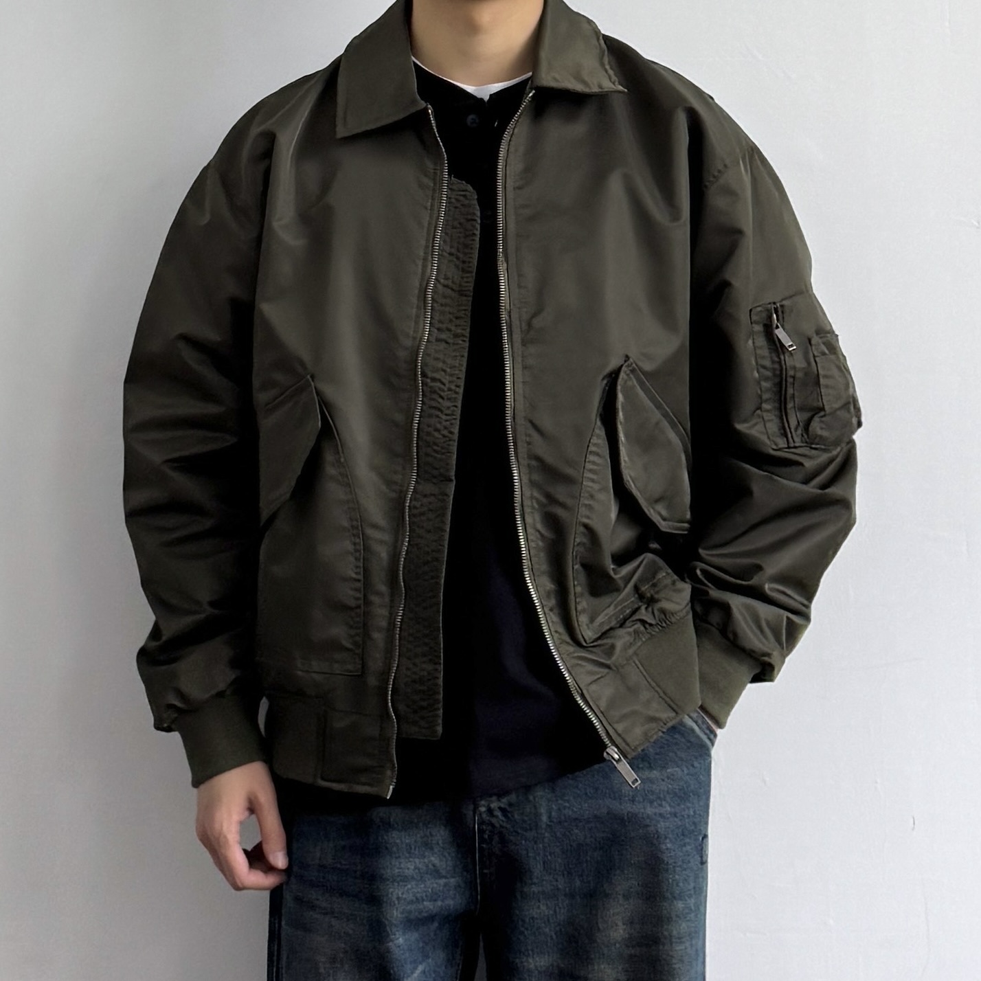 美式复古翻领工装飞行夹克