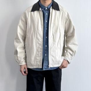 男生外套 夹克百搭宽松休闲皮质翻领新款 ONUN美式 复古水洗棉质工装