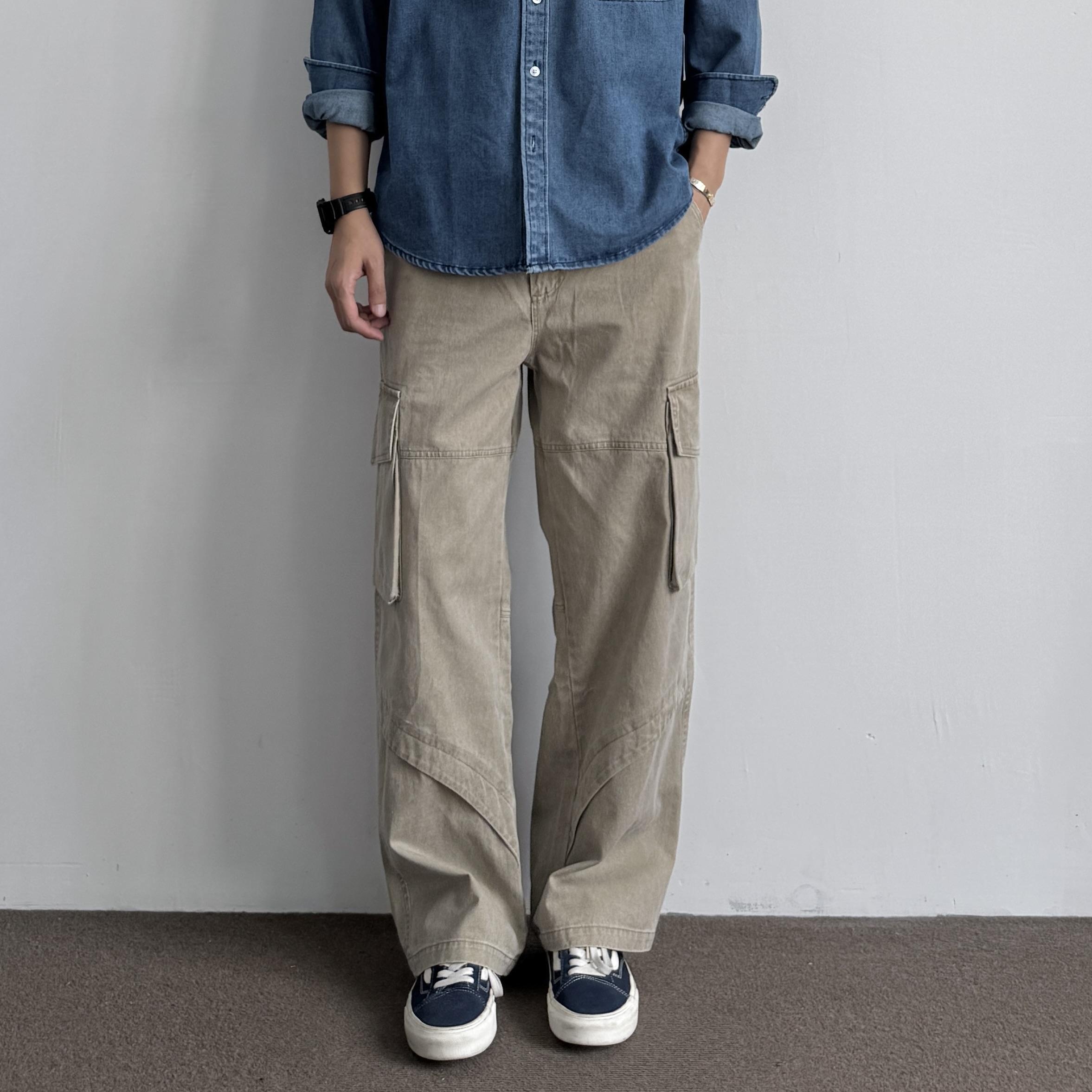 ONUN复古棉质多口袋直筒工装裤