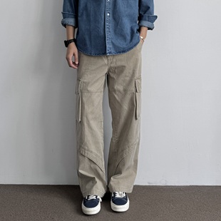 复古百搭宽松休闲长裤 美式 裤 ONUN重工水洗棉质做旧多口袋直筒工装