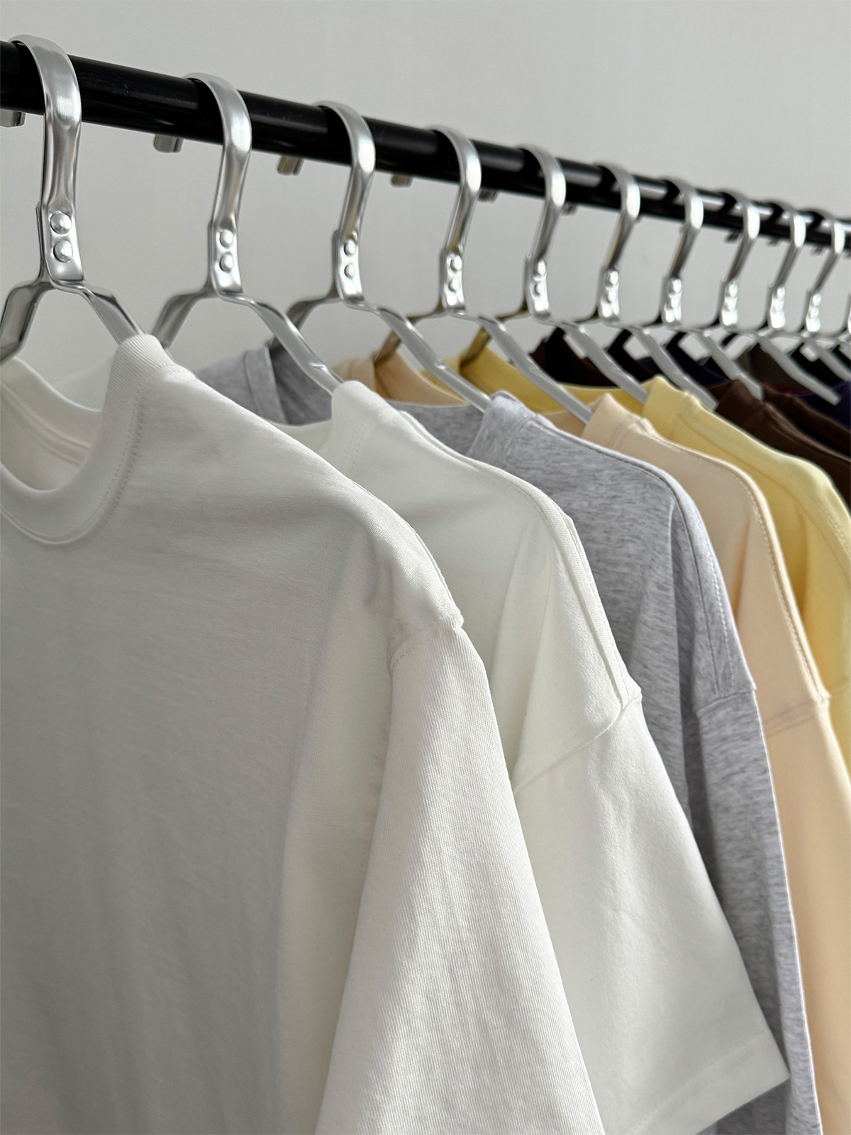 280g四季基础小领口复古纯棉短袖