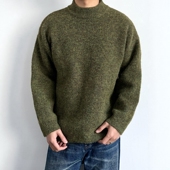 ONUN羊毛混纺复古休闲基础纯色半高领毛衣百搭秋冬宽松慵懒针织衫