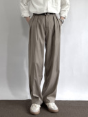半松紧腰双褶阔腿休闲垂坠感抗皱长裤 ONUN 宽松直筒廓形中缝西裤