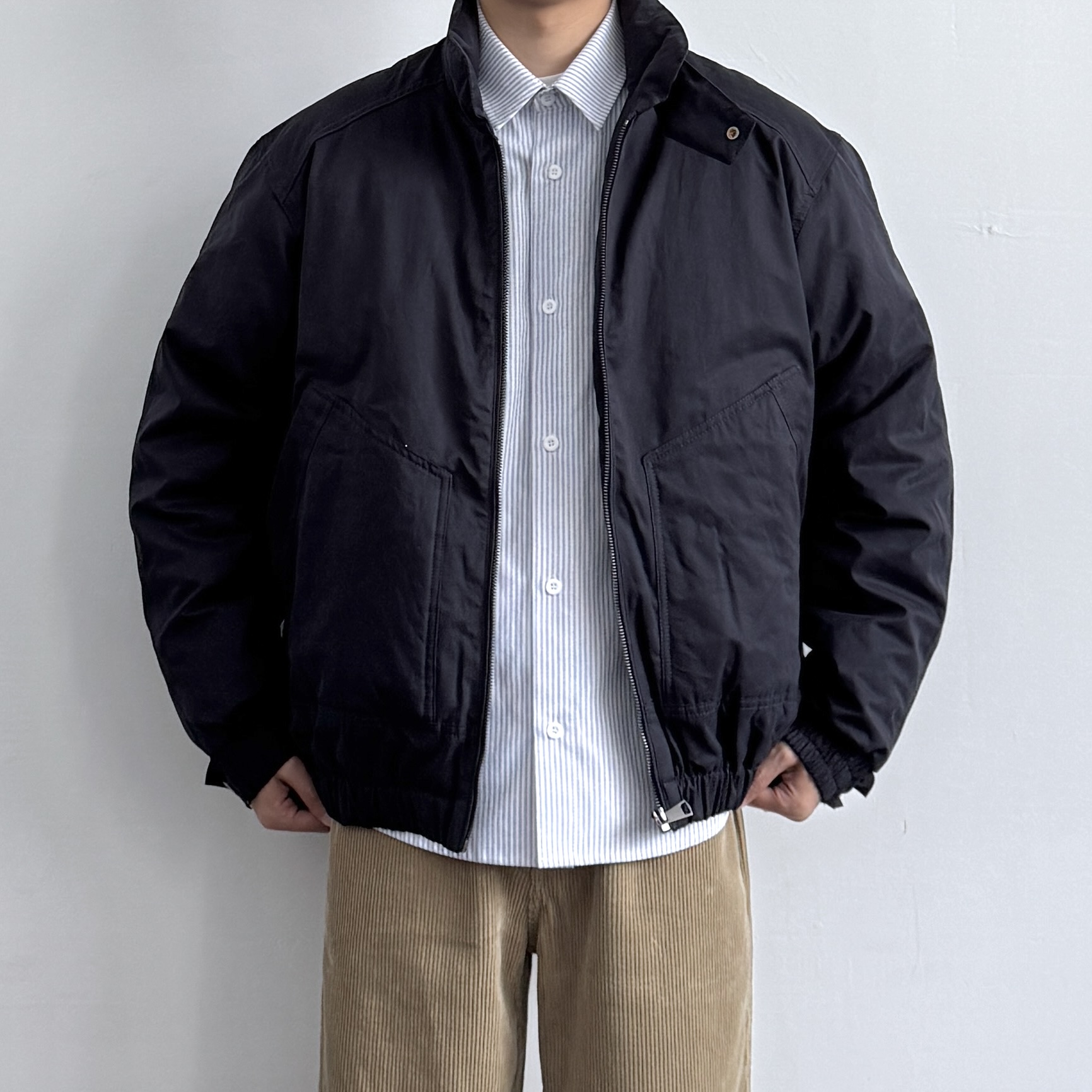 美式复古立领哈灵顿夹克羽绒服