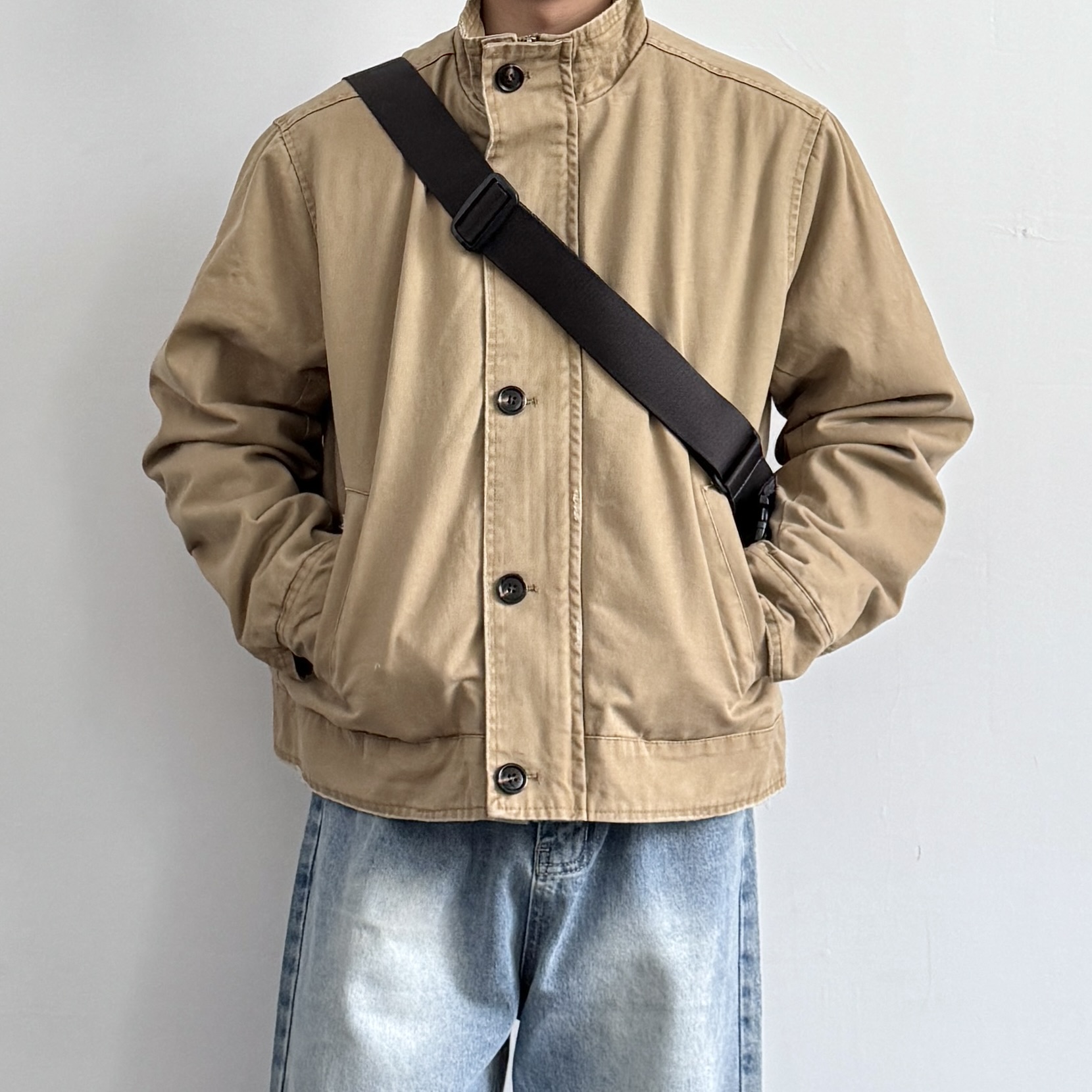 美式复古重工水洗座山雕棉服外套