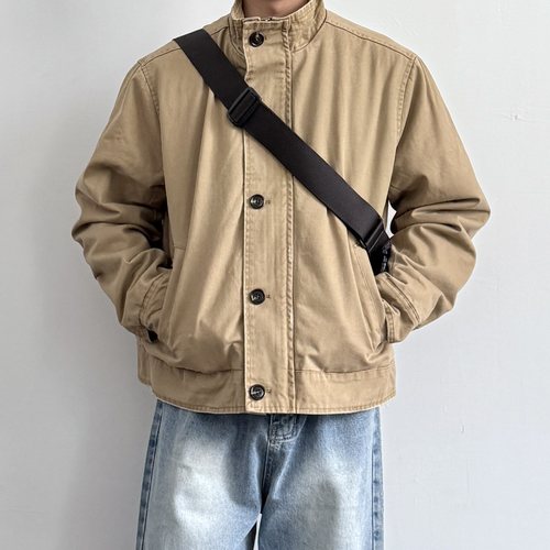 美式复古重工水洗座山雕棉服外套