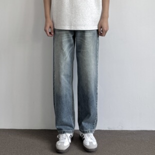 ONUN复古水洗做旧宽松直筒牛仔裤 cleanfit显高显瘦莱赛尔纤维长裤