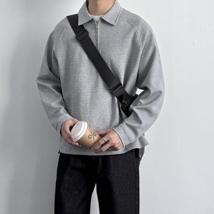 cleanfit套头衫 复古翻领半拉链卫衣宽松休闲插肩袖 外套 秋季 ONUN