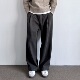 宽松直筒松紧腰抽绳休闲长裤 ONUN 复古针织呢料质感深灰阔腿西裤