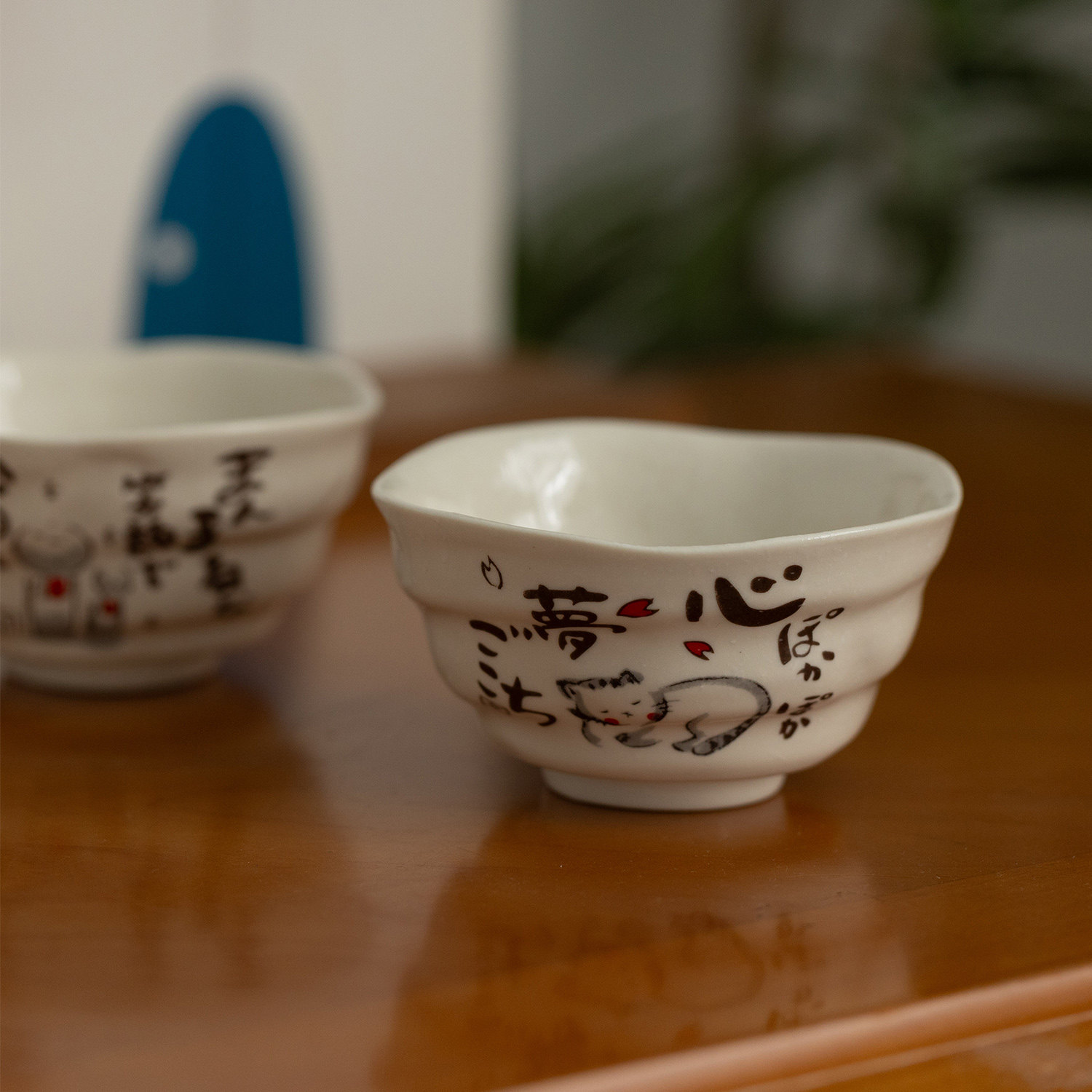 少女心猫咪碗日式餐具饭碗早餐碗釉下彩一人食汤碗日本进口手绘