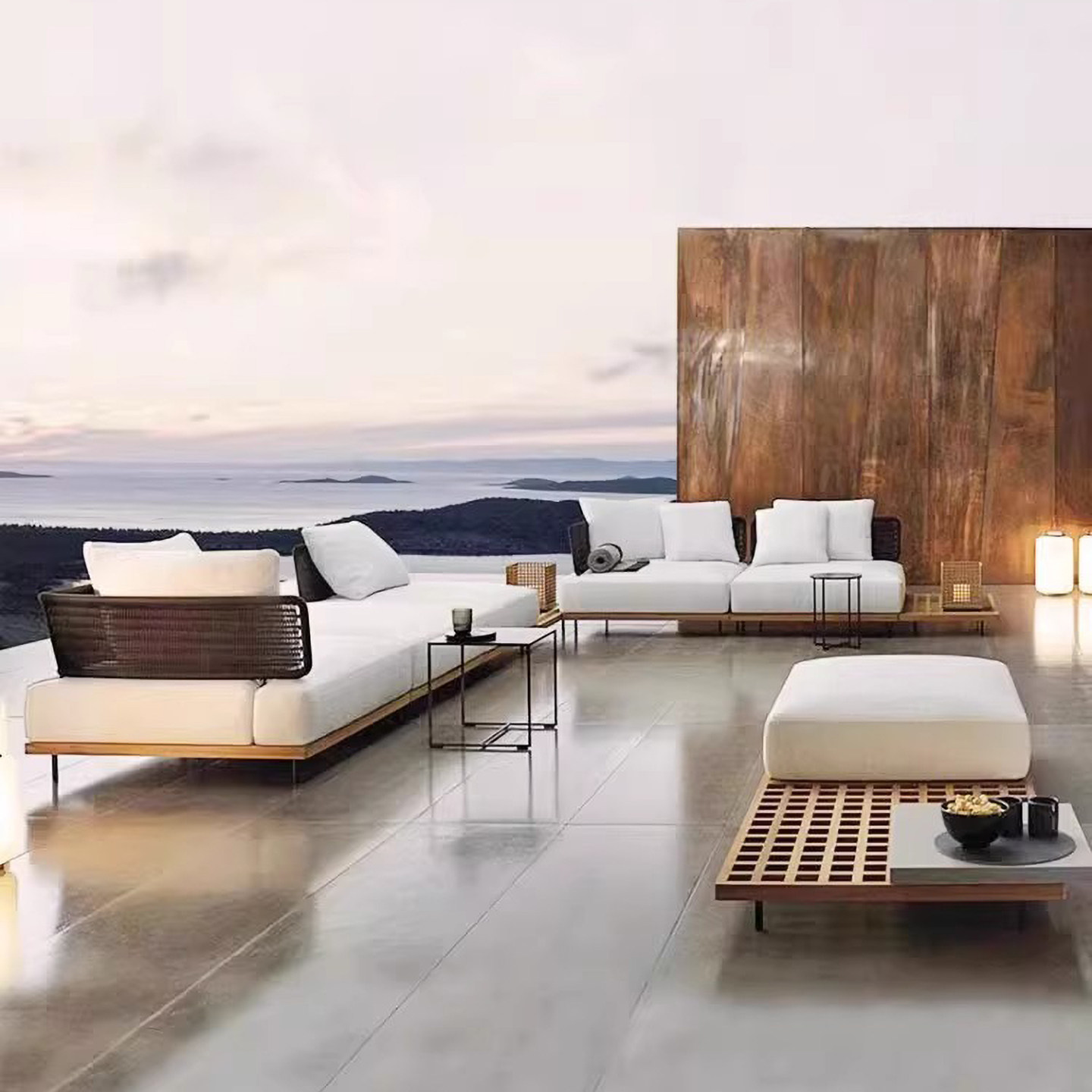 户外庭院沙发组合柚木藤编酒店阳台藤椅室外休闲别墅防水防晒家具,住宅家具,户外沙发,淘宝优惠券,粉丝福利购,淘宝优惠卷