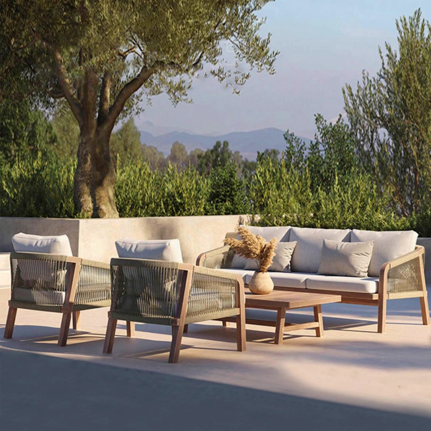 户外庭院沙发桌椅组合柚木藤编防水防晒露天别墅酒店阳台休闲家具,住宅家具,户外沙发,淘宝优惠券,粉丝福利购,淘宝优惠卷