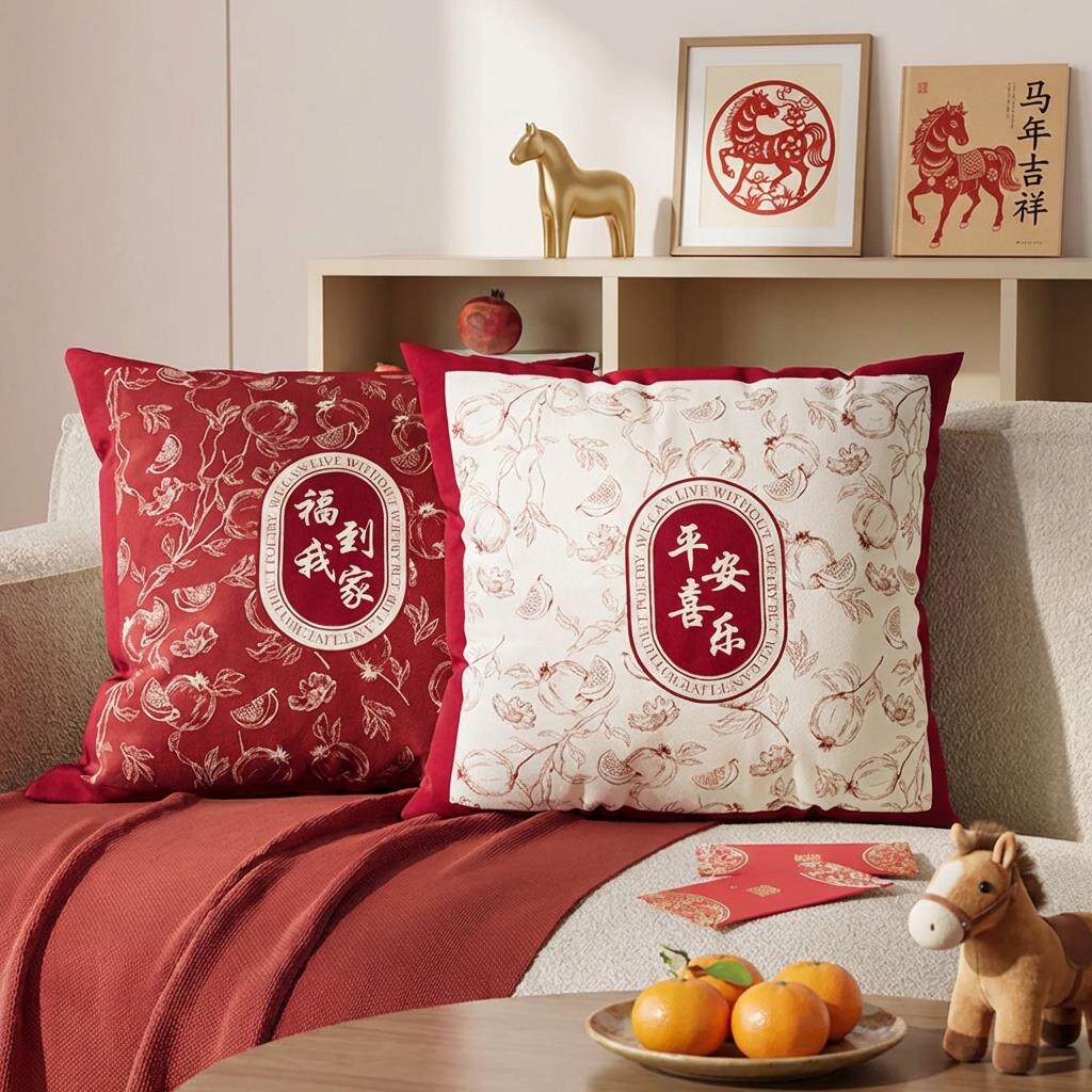 【下单立减50】马年抱枕卧室靠枕高级感靠垫红色喜庆过年客厅沙发