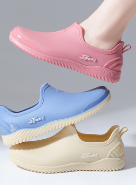 浅口雨鞋女士防水防滑耐磨厚底短筒水鞋厨房工作外穿软底低帮胶鞋