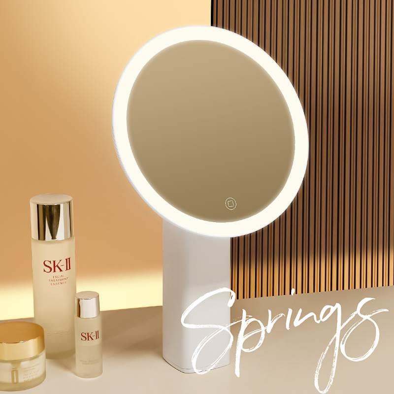 智能LED化妆镜子带灯补光充电台式桌面学生宿舍梳妆美妆便携高级