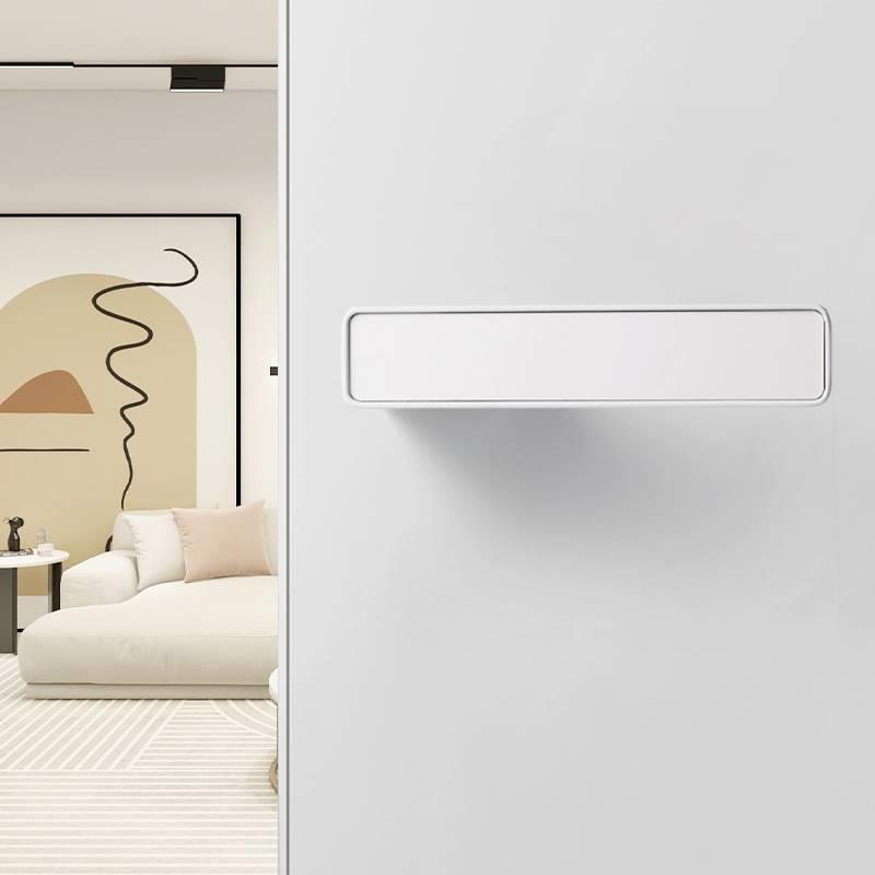 白色卧室门锁室内房间门把手磁吸静音极简木门锁奶油风机械房门锁