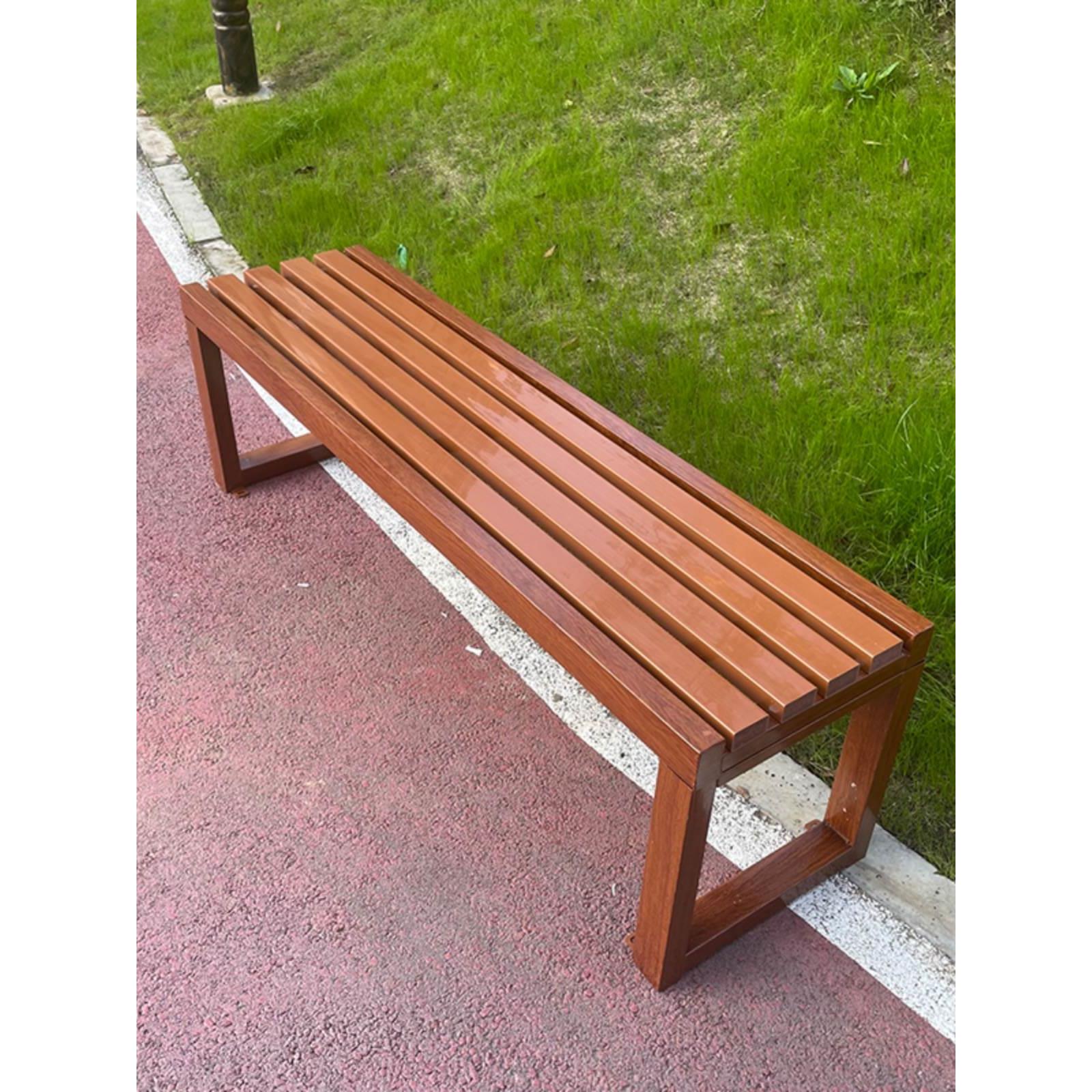 户外公园椅防腐木室外长椅广场球场休息椅庭院座椅铁艺实木长条凳