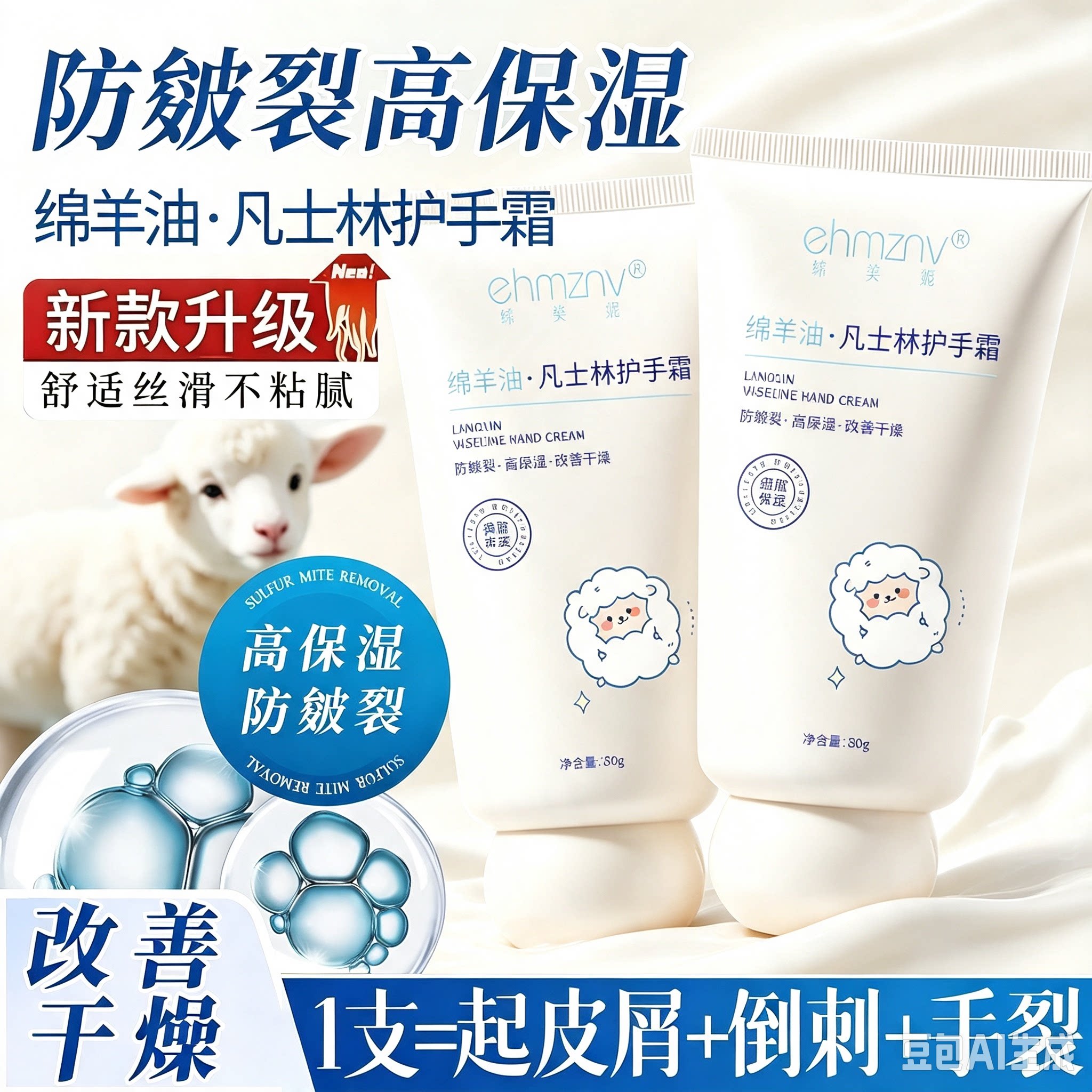 凡士林绵羊油护手霜补水滋润保湿手霜防干裂嫩肤美肌手部护理手霜