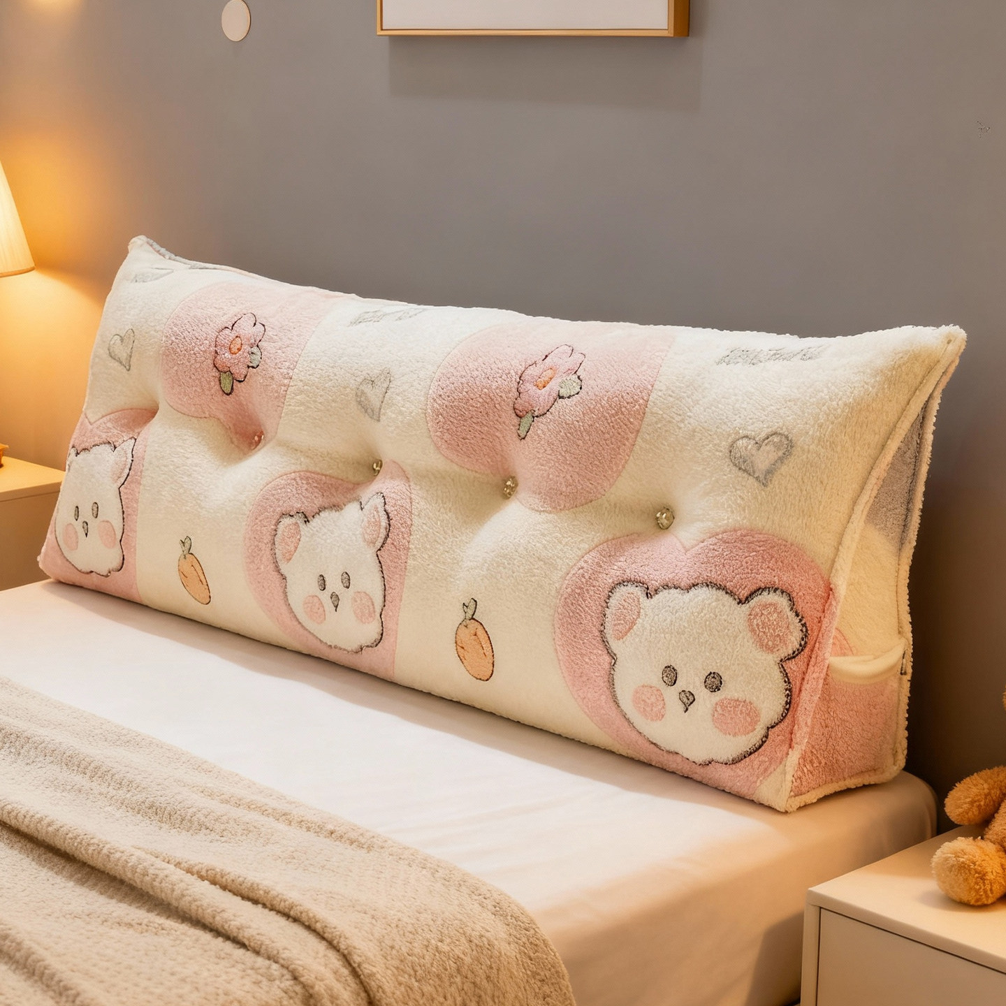 萌系床上靠枕三角床头防撞软垫加绒榻榻米靠背沙发靠垫飘窗软包,居家布艺,床头靠垫,淘宝优惠券,粉丝福利购,淘宝优惠卷